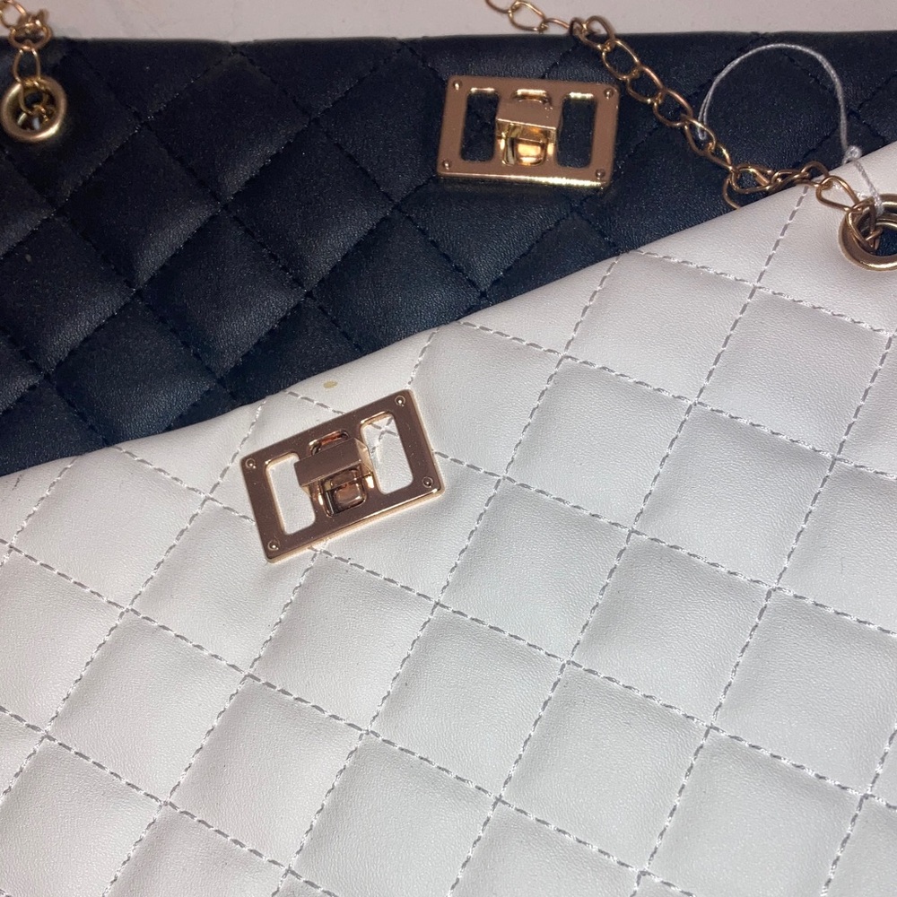 Elegant White and Black Quilted Chain Bags with gold hardware. U get both - Picture 2 of 3